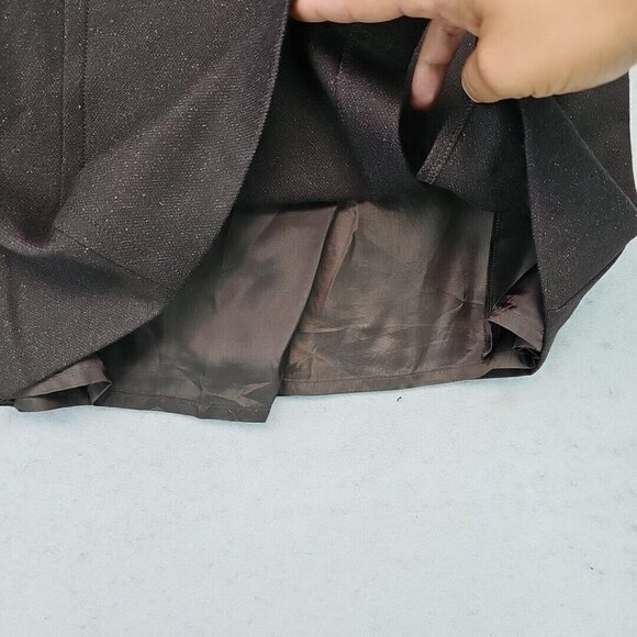 Sisley Wool Silk A-Line Skirt Womens 38 Brown Twill Made In Italy Designer Chic - Picture 7 of 9
